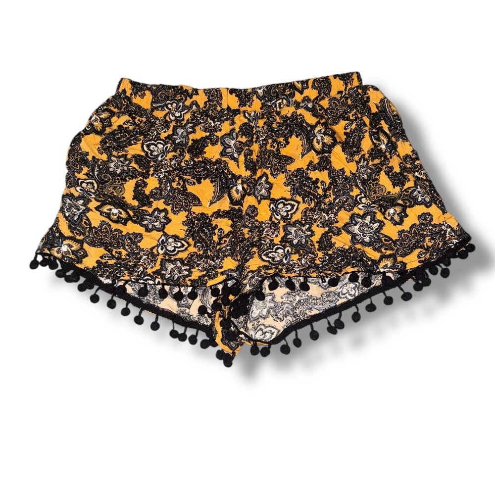 Bluenotes Women’s Paisley Pom Pom Stretch Waist Shorts Sz S